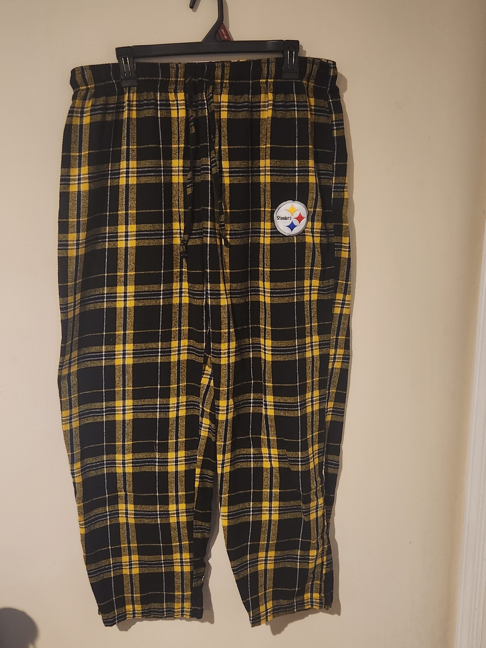 NFL Team Apparel Pittsburgh Steelers Pajama Pants Size Large Plaid Black And...